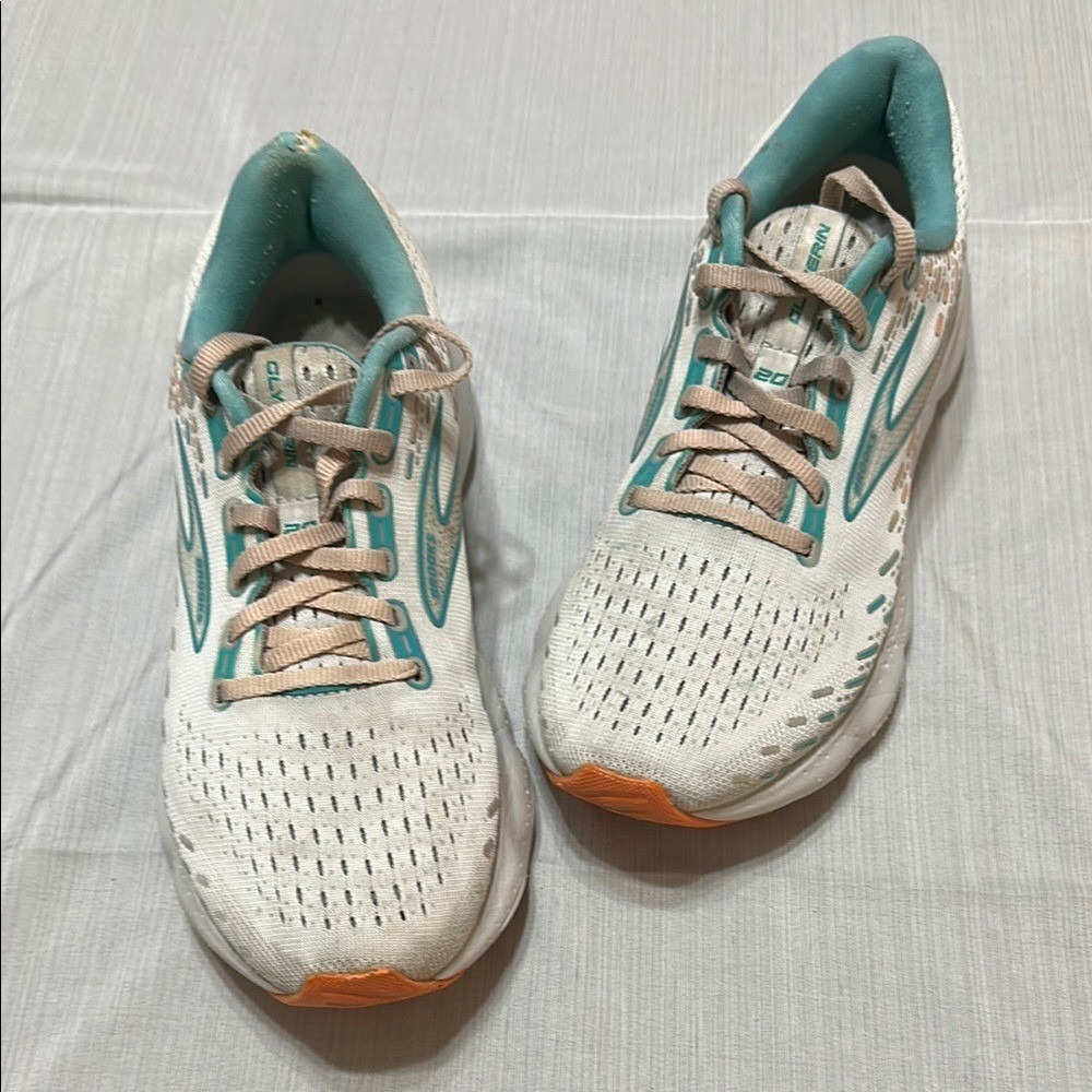 Brooks White and Orange Athletic Shoes for Running